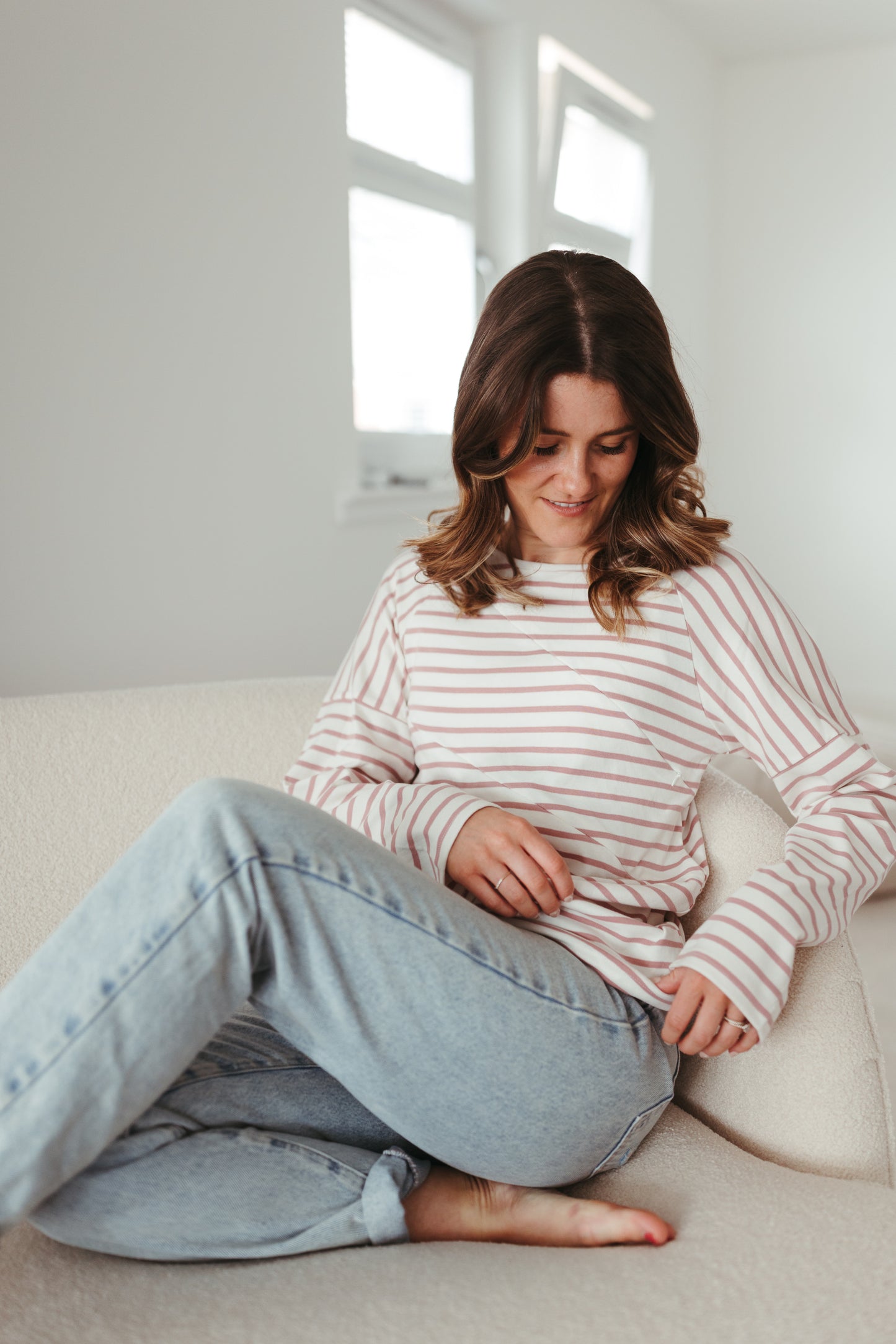 ‘Mimi’ Pink Maternity/Nursing Long Sleeved Top