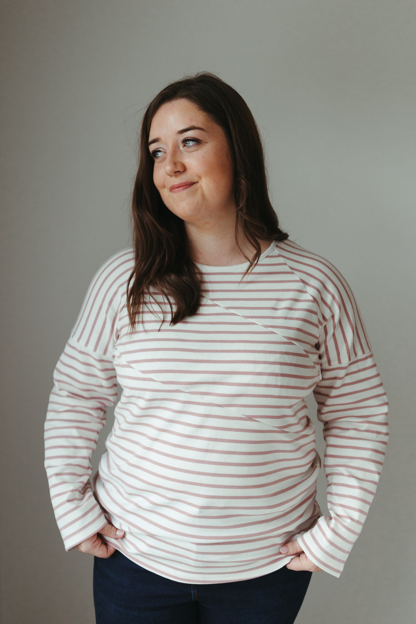 ‘Mimi’ Pink Maternity/Nursing Long Sleeved Top