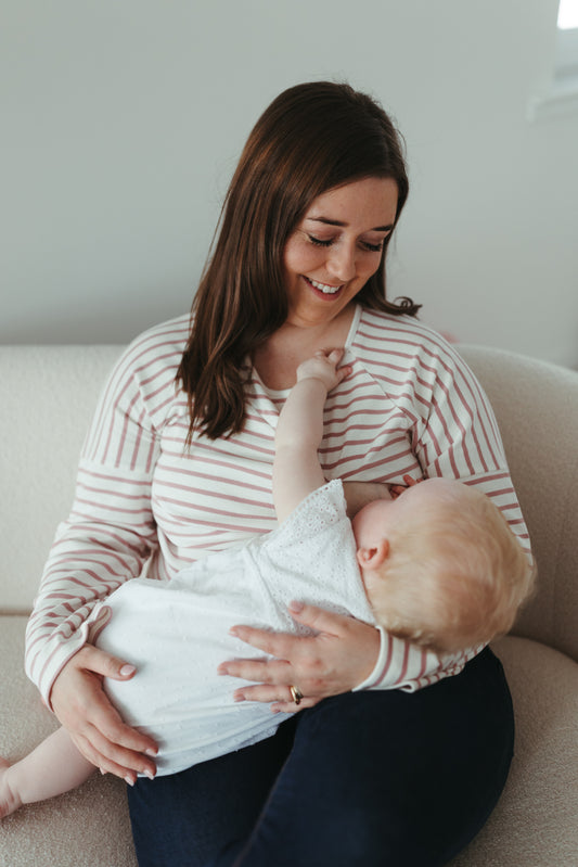 ‘Mimi’ Pink Maternity/Nursing Long Sleeved Top