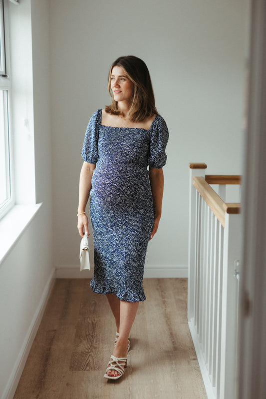 ‘Evie’ Navy Maternity Nursing Dress