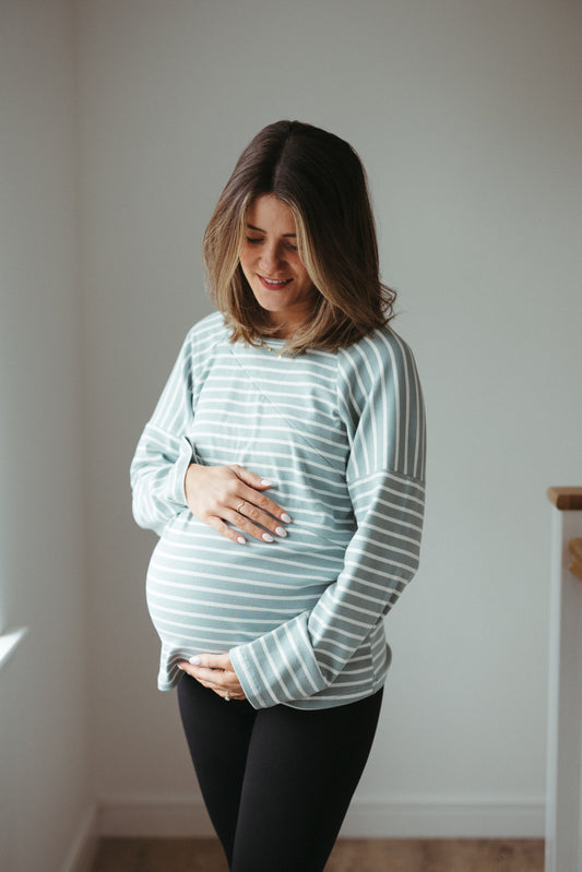 ‘Mimi’ Sage Green Maternity/Nursing Long Sleeved Top